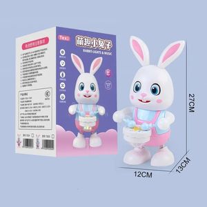 Robot Rabbit Dancing Sing Song Electronic Bunny Music Robotic Animal Beat Drum with LED Mignon Electric Pet Toy Kids Gift Gift 240407