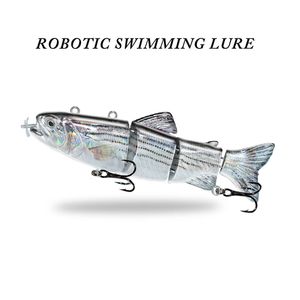 Luros robóticos de natación Auto Electric Lure Cebo Fishing Wobblers para 4 Segement Swimbait USB recargable LED LED LIGHT Pike 240327