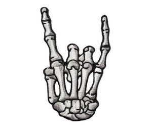 Rock Skull doigt Patches de broderie fer sur les badges pour vêtements moto-cycle de veste veste accessoires de bricolage en métal autocollants appli1040046