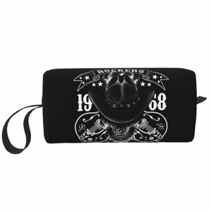 Rockabilly Skull 1968 Rockers Rock N Roll Guitares Bikers Sac de maquillage Femmes Voyage Cosmétique Organisateur Kawaii Stockage Sacs de toilette U3Cq #