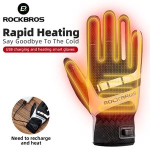 ROCKBROS hiver gants de vélo chauds USB gants chauffants électriques touchant coupe-vent Ski de route doigt complet cyclisme gants de vélo 240306