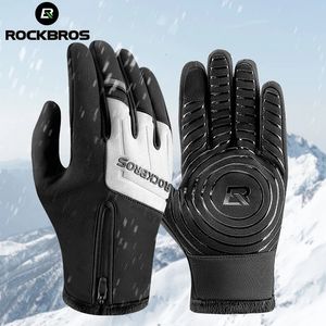 ROCKBROS Winter Warm Gloves Touch screen Cycling Gloves Full Finger MTB Bike Gloves Non Slip Silicone Palm Thermal Ski Gloves 231220