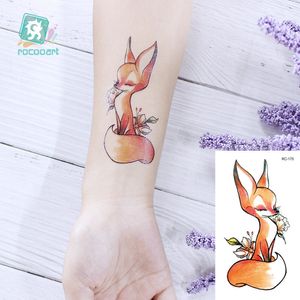 Rocooart Animal impermeable Tatuaje temporal pegatina flamenco gato zorro Tatuaje arte corporal mujeres nuevo Tatuaje falso lindo pequeño Tatto