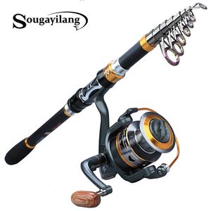 Rod Reel Combo Sougayilang Fishing and Combos Portable Telescopic Pole Spinning Reels for Saltwater Freshwater Pesca 230609