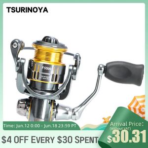 Rods Tsurinoya Light Game Ultralight Spinning Fishing Reel Fs 500 800 1000 4kg Drag Power 9+1 5.2:1 Bait Finesse Shallow Spool Reel