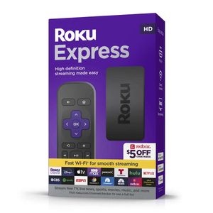 Appareil de streaming HD Roku Express avec câble HDMI haut débit, télécommande standard (pas de commandes TV) et Wi-Fi rapide