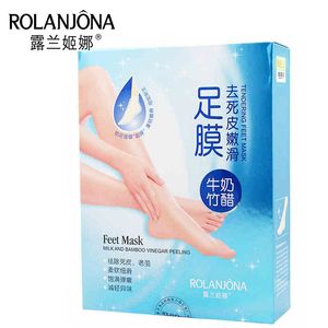 ROLANJONA Mascarilla para pies Tratamiento para pies Leche y vinagre de bambú Peeling Tendering Máscaras maquillaje herramientas de belleza envío gratis 10 paquetes