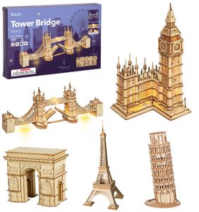 Rompecabezas de 5000 piezas, juguete DIY, puente de la torre, Big Ben, edificio famoso, juego de rompecabezas 3D de madera, regalo de ensamblaje para niños y adultos, rompecabezas Wsj