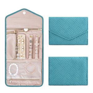 Rollo de caja de joyería plegable Organizador de joyería para viaje Anillos Collares Bolsa de almacenamiento de joyería más colores para choice282A