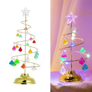 Romántico adorno de acrílico para árbol de Navidad, LED, cristal brillante, árboles de Navidad, manualidades, funciona con pilas para el hogar, dormitorio, decoración navideña, regalo