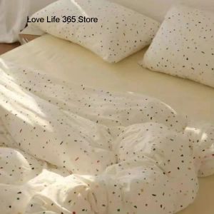 Juego de ropa de cama floral romántico gemelo completo rey king lino lino chicas adultas cama sábana de almohada plana edredón de edredón