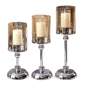 Candelabro de cristal romántico, candelabros de plata Vintage, adornos para el hogar, suministros de decoración para festivales de bodas