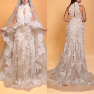 Robes de mariée de sirène romantique 3D appliques de gueule nuptiale