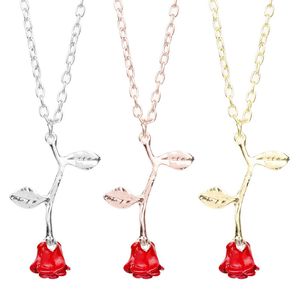 Romantique Rouge Rose Pendentif Collier Designer Femmes Bijoux Colliers Saint Valentin Cadeau Pour Petite Amie Partie Décoration Accessoires