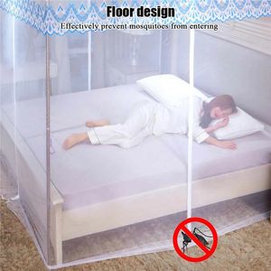 Red de mosquito de encaje cuadrado romántico con cremallera tres puertas dospel de cama queen tope anti insecto anti -mosquito para redes de cama hogar