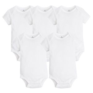 Mamelucos 5 UNIDS / LOTE ropa de bebé nacido Body de verano Body de bebé 100% Algodón Blanco Niños Monos Ropa de bebé (niño o niña) 0-24M 220905