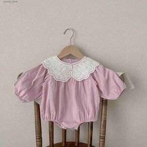 Rompers 7477 2023 Autumn Baby Girl Apordera Lapa grande Lapa grande Traje de niña