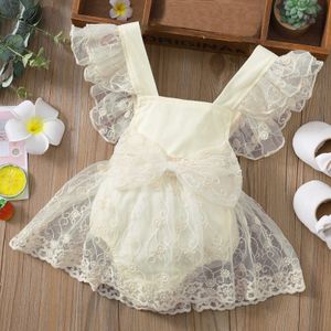 Barboteuses Belle nouveau-né bébé fille vêtements sans manches bords fleur impression bande barboteuse combinaison coton tenue vêtements d'été J220922