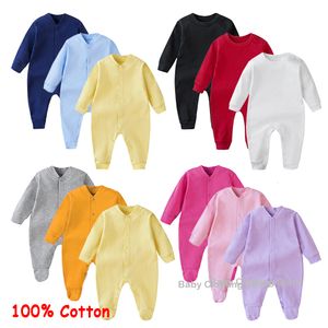 Barboteuses nées bébé vêtements bébé barboteuse garçon pyjama fille vêtements de nuit une pièce combinaison blanc noir marron jaune bleu rose rose gris 230625