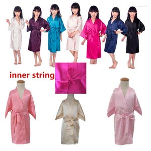 Barboteuse fille peignoir rose Satin soie enfants Robes vêtements de nuit pour enfants Kimono pour enfants Robe de bain mariage Spa fête anniversaire D66