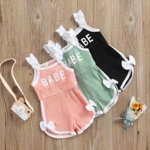 Barboteuses bébé né bébé filles barboteuse sans manches avec décoration en dentelle style doux arc taille haute vêtements d'été 230619