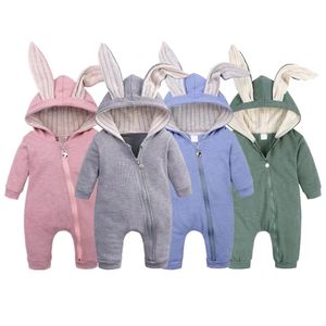 Rompers Spring Automne né bébé bébé garçons garçons Girls Rabbit Ears Rompers Warm Long Manches Tenues pour enfants Assurices Plays Curys Baby Clothing 230812