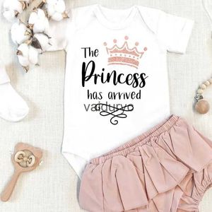 Mamelucos La princesa ha llegado Body para bebé Ropa de manga corta para niñas mameluco Mono con estampado de corona para recién nacidos Regalos de ducha infantilvaiduryc