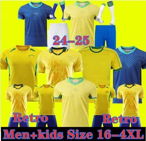 2024 Brasil VINI JR maillots de football 24 25 2002 1970 1998 1997 Chemise rétro Ronaldinho Carlos Romario Ronaldo 2004 1994 Brésil 2006 RIVALDO ADRIANO 2000 PELE hommes kit enfants