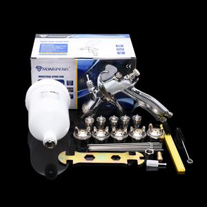 Rongpeng Finishing Paint Gun Automotive Spray Airbush Eau à base d'huile Pneumatique R500 1.3 / 1.4 / 1,5 / 1,7 / 2,0 mm Kit de buse