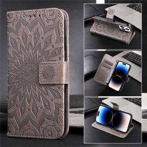 Rope Magnetic Folio Flower Print Vogue Phone Case for iPhone 15 14 13 12 Pro Max Samsung Galaxy S22 S23 Ultra S23FE A14 5G Slim 3 Card Slots Leather Wallet Kickstand Shell