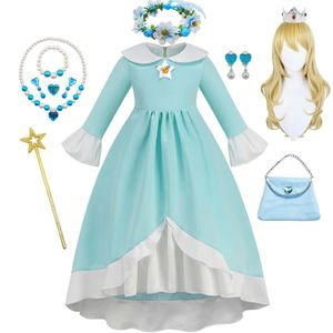 Rosalina Dress Girl Game jouant princesse cosplay costume enfants fête à thème des vêtements fantastiques pour enfants pêche de saisy tenues de fantaisie 240422