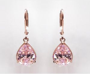 Rose Diamond For Women Fashion Pink Topaz Gemstone Bizuteria 14k Gol Garnet Drop Bringon Orecchini Girls6487945