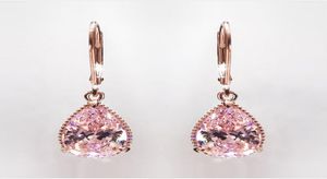 Pendientes de gota de granate de oro de 14 quilates con piedras preciosas de topacio rosa a la moda para mujer Orecchini Girls6533866