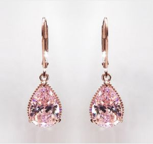 Boucle d'oreille en diamant Rose pour femmes, topaze Rose, pierres précieuses, or 14K, grenat, Orecchini Girls3719032