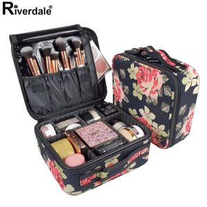 Trousse de maquillage professionnelle à fleurs roses, valise de voyage complète pour esthéticienne pour manucure, sac à cosmétiques pour femmes, organisateur pour femmes 2435