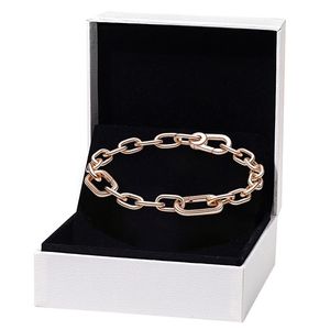 Bracelet chaîne à maillons en or rose pour Pandora 925 bijoux de fête en argent sterling à la mode pour femmes hommes petite amie cadeau chaîne à la main bracelets de créateur avec coffret d'origine