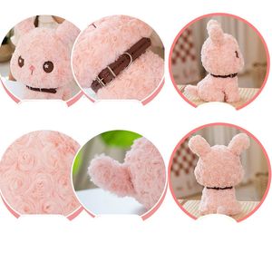 Rose peluche oso de peluche para perrito cinturón de peluche blanco gato rosa conejito necio cachorros cachorros tortuoso para niños regalo de San Valentín