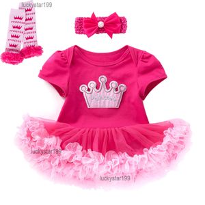 Vestido de princesa rosa roja para niña, traje de manga corta, falda de mameluco de algodón para recién nacido, 0-24 meses, conjunto de ropa de diseñador para bebé, 4 estilos