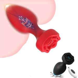 Rose Vibrator Femmes Wireless Remote Control Butt Plug 10 Modes Vibrant Men Massageur Prostate Silicone Stimulateur Anal Sexy Toy