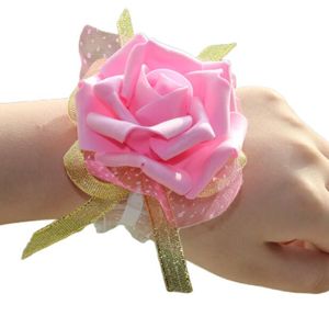 Rose Poignet Corsage Demoiselle D'honneur Sœurs Main Fleurs Artificielle Mariée Fleurs Pour La Fête De Mariage Décoration De Mariée Prom GB297