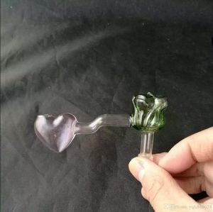 Olla de corazón de rosas, Bongs de vidrio al por mayor, Pipas de agua de vidrio con quemador de aceite, Accesorios para pipas de humo