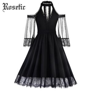 Vestidos de fiesta Rosetic Gothic Skater Dress Lace Mesh Girl Verano Viajes Moda Slim Sexy Morte Maiden Wicked Casket Cutie