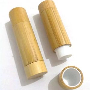 Bouteilles d'emballage cosmétique rondes vides Tube de rouge à lèvres en bambou Tubes de stockage de brillant de conteneur de baume à lèvres pour les femmes