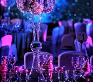 Bougeoirs votifs ronds en cristal/pot de bougie en acrylique transparent avec couvercle candélabres grands centres de table de mariage best0786