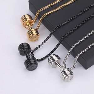 Collares redondos con mancuernas para hombre y mujer, joyería de acero inoxidable para parejas, joyería de Fitness, regalos para el día de Navidad para novia, venta al por mayor