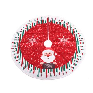 Round Elk Santa Claus muñeco de nieve estampado de la falda del árbol del árbol de la cubierta del árbol de la alfombra del árbol de Navidad