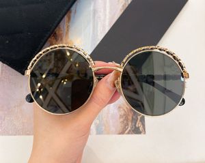 Gafas de sol redondas 4265 Metal de cuero negro Marco de oro Mujeres Sunnies para mujeres lunettes de soleil gafas occhiali da sole uv400 gafas
