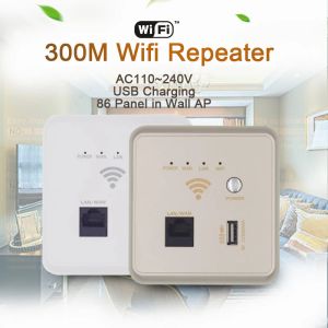 Routers 300 Mbps Wireless AP WiFi Router Repeater 86 Panneau dans le point d'accès mural USB2.0 Router sans fil SSID 2.4G 802.11n 10 / 100m WAN LAN