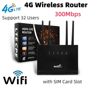 Routers 4G Router CPE Modem sans fil 300 Mbps avec SIM Card Slot WiFi Router Modem Prise en charge 32 utilisateurs Router Internet sans fil pour la maison