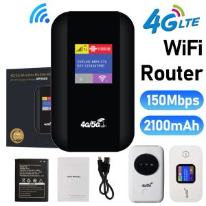 Routers 4G LTE WiFi Router Pocket Pocket Pocket Mobile Hotspot 2100mAh 150 Mbps Router sans fil avec répéteur de machines à sous SIM pour la maison pour la maison extérieure
